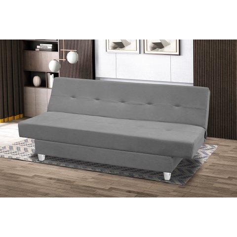 Sofá Cama Reclinável Xangai Veludo Cinza Grafite:Cinza Grafite
