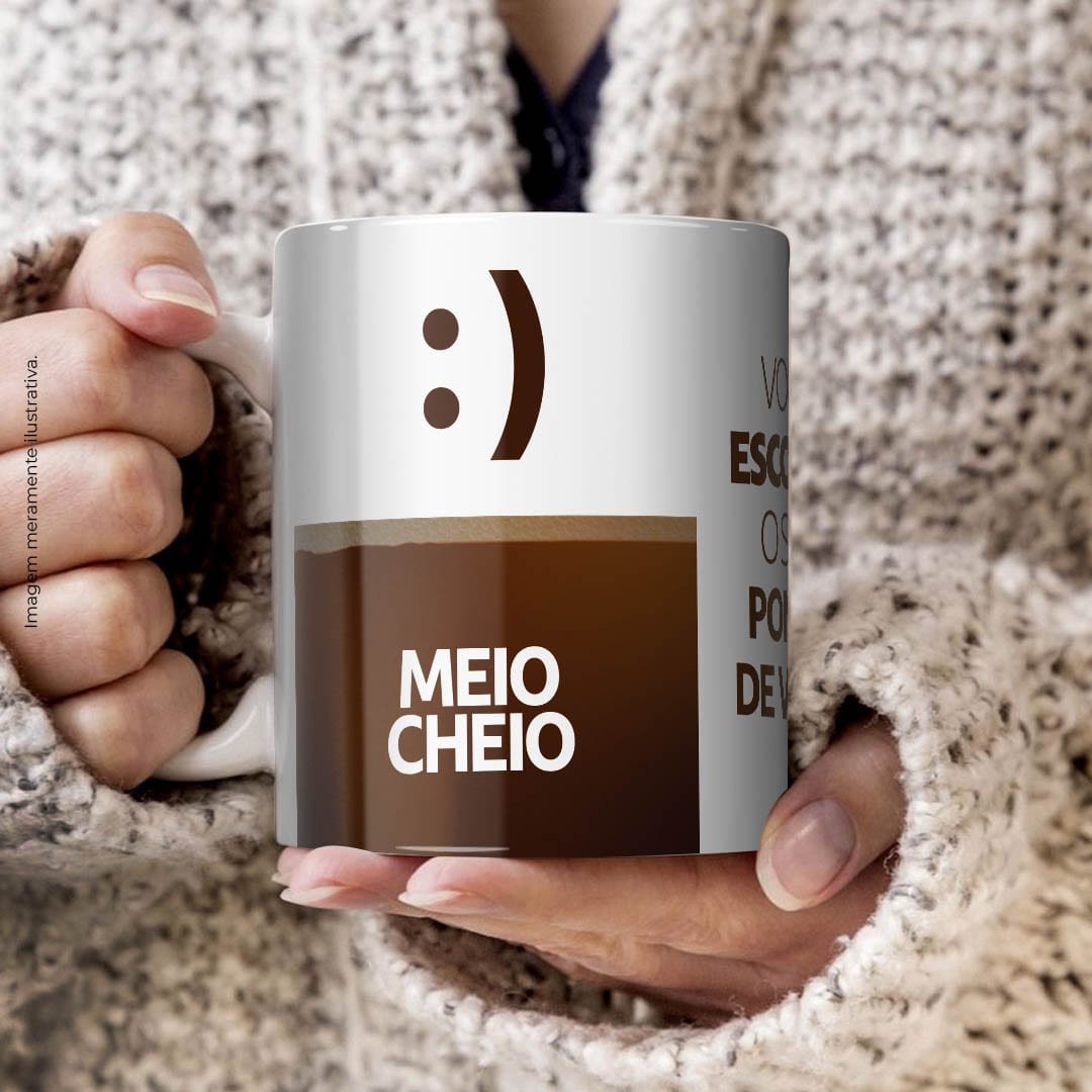 Meio Cheio, Meio Vazio - Caneca de Qualidade Premium É Decoração Caneca Premium - 325ml - 2