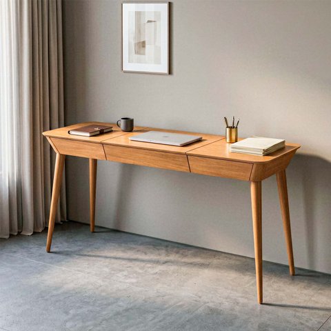 Escrivaninha Console com Espelho e Gavetas Estilo Retrô 160 cm Penteadeira Cor Champagne