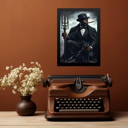 Quadro Decorativo Exu Gato Preto 45x34cm:moldura Branca - 2