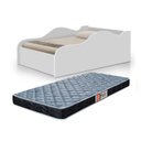 Ver imagem 1 de Cama Carro Solteiro Branco de Mdf com Proteção Lateral + Colchão D20