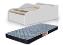 Ver imagem 1 de Cama Carro Solteiro Branco de Mdf com Proteção Lateral + Colchão D20