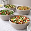 Ver imagem 4 de Kit 6 Saladeiras Bege Luna 3,5l Tigela Redonda para Restaurante 25cm Plástico ou