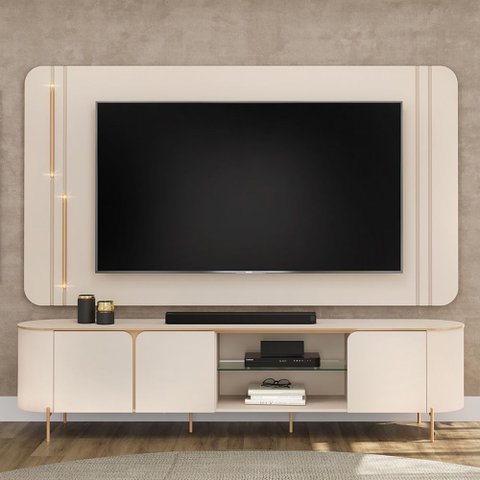 Rack para Sala com Painel para TV 75 pol Orgânico Harper D05 Off White - Lyam Decor