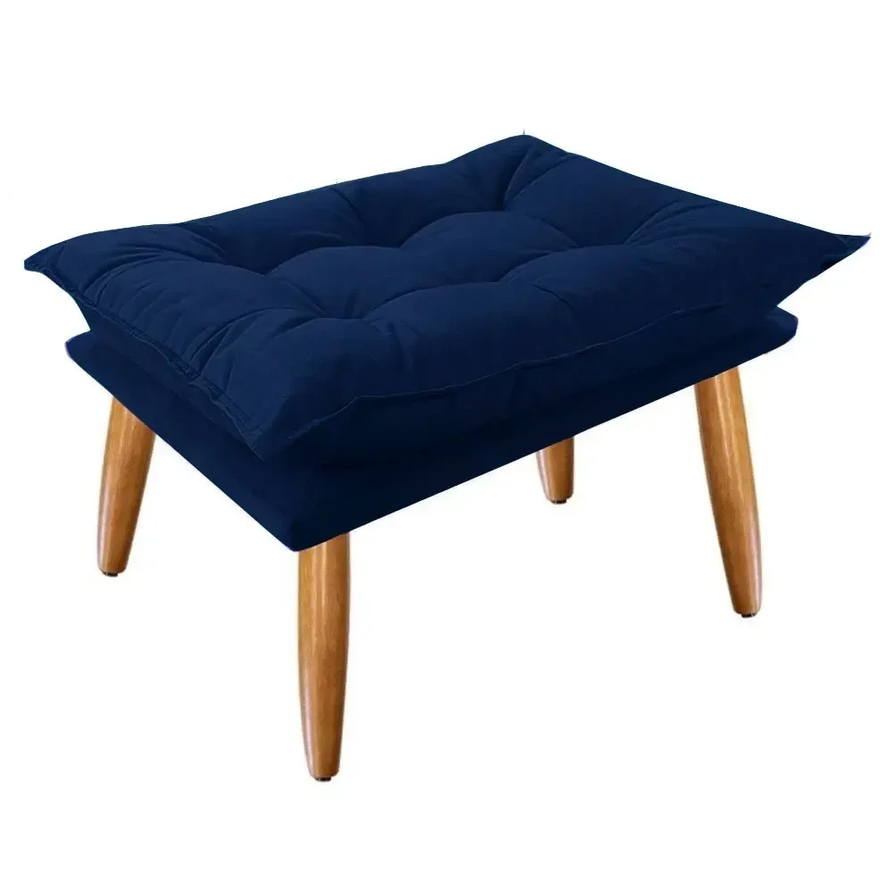Puff Opala Slim Suede Pés Palito Decorativo Sala de Estar - Bela Móveis:azul Marinho