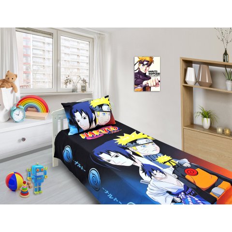 Jogo De Lençol Decorativo E Fronha Solteiro , Naruto Mod 1 Kit 2 pçs