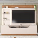 Ver imagem 5 de Estante TV 65 pol 240cm Sala de Estar Samanta Off White/Freijó C01 - D'Rossi