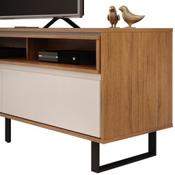 Rack Bancada para Tv 75 Pol Pés Estilo Industrial Alfa D04 Off White/freijó - Mpozenato - 8