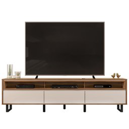 Rack Bancada para Tv 75 Pol Pés Estilo Industrial Alfa D04 Off White/freijó - Mpozenato - 6