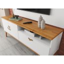 Ver imagem 3 de Rack + Painel Si Estilo Retrô 1.40m para Tv até 55'' Polegadas Cor Branco / Cinamomo