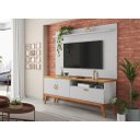 Ver imagem 1 de Rack + Painel Si Estilo Retrô 1.40m para Tv até 55'' Polegadas Cor Branco / Cinamomo