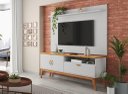 Ver imagem 1 de Rack + Painel Si Estilo Retrô 1.40m para Tv até 55'' Polegadas Cor Branco / Cinamomo