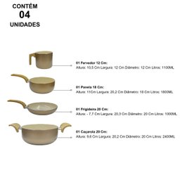 Jogo de Panelas Cerâmica 4 Peças Gold - 4