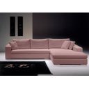 Ver imagem 1 de Sofá de Canto com Chaise de Casal, Revestimento em Sarja Rose, Chaise Lado Direito 3,20m X 1,70m