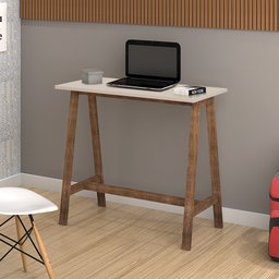 Mesa Compacta Home Office 90cm Base em Madeira - Off White - 1