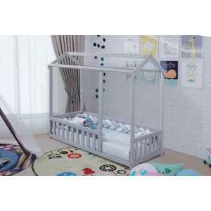 Cama Infantil Montessoriana com Grade Nina Azul Com Colchão
