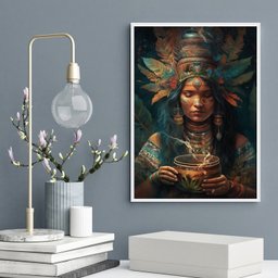 Quadro Índia - Cabocla Jurema 45x34cm:madeira Preta - 2