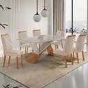 Ver imagem 1 de Conjunto Mesa de Jantar 180cm com 6 Cadeiras Estofadas Multimóveis Crrft-CON039 Madeirado/Off White