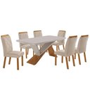 Ver imagem 2 de Conjunto Mesa de Jantar 180cm com 6 Cadeiras Estofadas Multimóveis Crrft-CON039 Madeirado/Off White