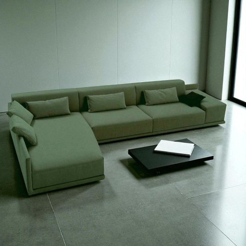 Sofá de Canto 336cm x 196cm com 5 Lugares e Revestimento em Sarja NOV006