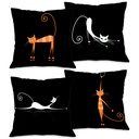 Ver imagem 1 de Kit com 4 Capas para Almofadas Decorativas Pet Gato Alaranjado e Branco