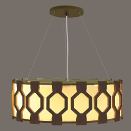Lustre Pendente Madeira Redondo Ripado Diamante 40 Cm para Sala de Srtar Sala de Jantar Cor Málaga - 3