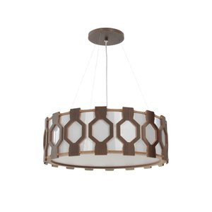 Lustre Pendente Madeira Redondo Ripado Diamante 40 Cm para Sala de Srtar Sala de Jantar Cor Málaga