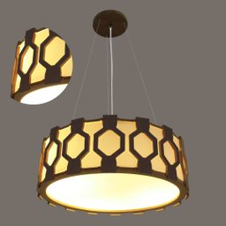 Lustre Pendente Madeira Redondo Ripado Diamante 40 Cm para Sala de Srtar Sala de Jantar Cor Málaga - 2