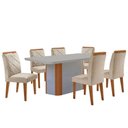 Ver imagem 2 de Mesa Isadora 180cm MDF Vidro e 6 Cadeiras Melissa Veludo Creme /Off /Naturale /Serig Off com Vidro