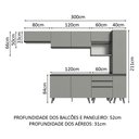Ver imagem 4 de Armário de Cozinha Completa 300cm Cinza Nice Madesa 05