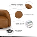 Ver imagem 3 de Kit 2 Poltronas Decorativas Jenny Base Giratória em Metal Preto Pu Caramelo G45 - Gran Belo