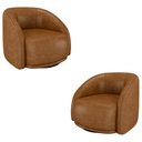 Ver imagem 1 de Kit 2 Poltronas Decorativas Jenny Base Giratória em Metal Preto Pu Caramelo G45 - Gran Belo