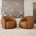 Ver imagem 2 de Kit 2 Poltronas Decorativas Jenny Base Giratória em Metal Preto Pu Caramelo G45 - Gran Belo