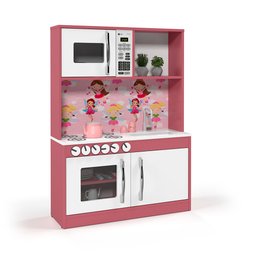Cozinha Infantil Diana em Mdf Branco Rosa - 2