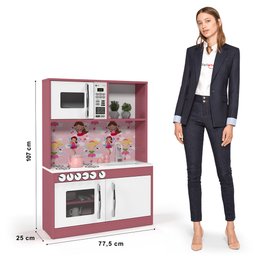 Cozinha Infantil Diana em Mdf Branco Rosa - 3