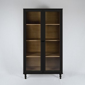 Estante Para Livros Ditália 2 Portas Vidro E-957 Cor:Preto