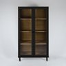 Estante Para Livros Ditália 2 Portas Vidro E-957 Cor:Preto - 1