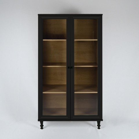 Estante Para Livros Ditália 2 Portas Vidro E-957 Cor:Preto