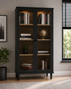 Ver imagem 1 de Estante Para Livros Ditália 2 Portas Vidro E-957 Cor:Preto