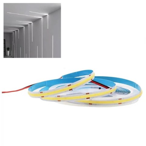 Fita LED 6500K COB 12v IP20 5 Metros 18w Gesso Teto Rebaixado Sanca Espelho Iluminaçao Profissional 