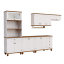 Ver imagem 1 de Cozinha Modulada Retrô Off White/nogueira 6 Peças