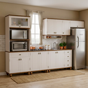 Ver imagem 2 de Cozinha Modulada Retrô Off White/nogueira 6 Peças