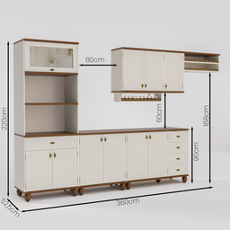 Cozinha Modulada Retrô Off White/nogueira 6 Peças - 4