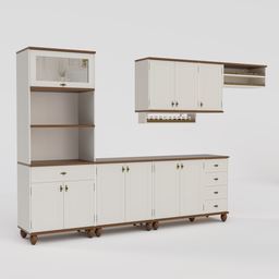 Cozinha Modulada Retrô Off White/nogueira 6 Peças - 1