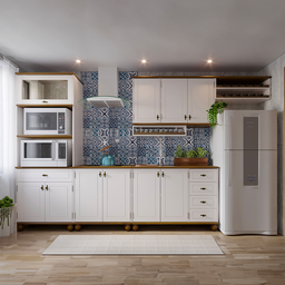 Cozinha Modulada Retrô Off White/nogueira 6 Peças - 3