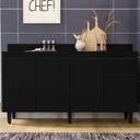Ver imagem 2 de Balcao com Tampo 4 Portas 1 Gaveta 160 cm Grecia Preto Rudk