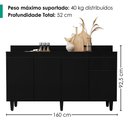 Ver imagem 3 de Balcao com Tampo 4 Portas 1 Gaveta 160 cm Grecia Preto Rudk