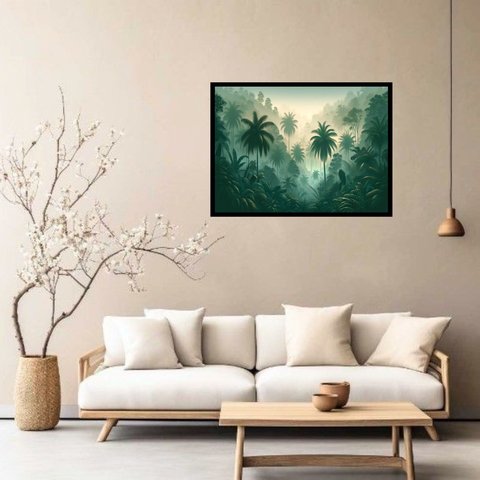 Quadro Decorativo Floresta Savana - 50x70cm:moldura Preta