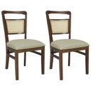 Ver imagem 1 de Kit 2 Cadeira Decorativa Ivory Tela Natural Pes Madeira Pinhao Nacc
