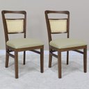 Ver imagem 2 de Kit 2 Cadeira Decorativa Ivory Tela Natural Pes Madeira Pinhao Nacc